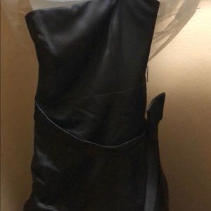 Strapless black ball gown